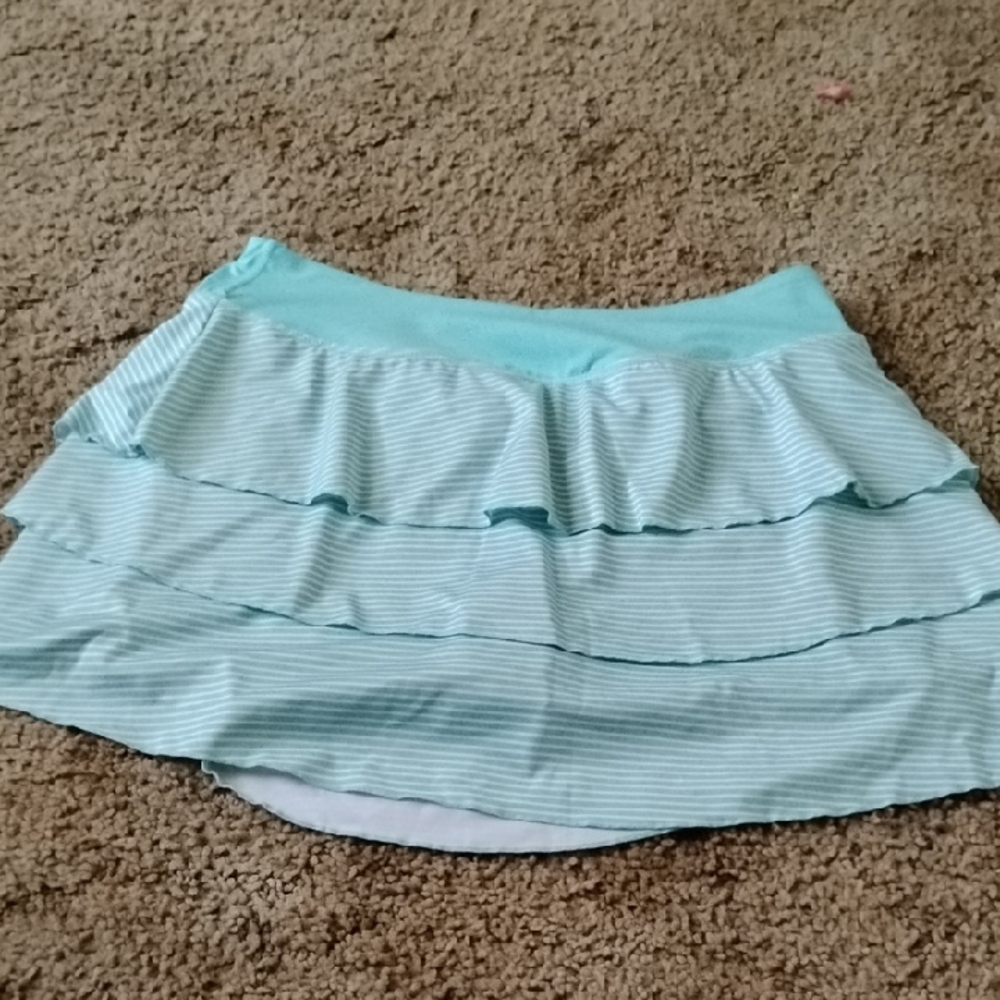 Kyodan Light Aqua Striped Tiered Ruffle Skirt